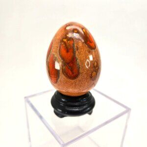 Orange Drip Glazed Egg With Stand Decorative Collectible je213